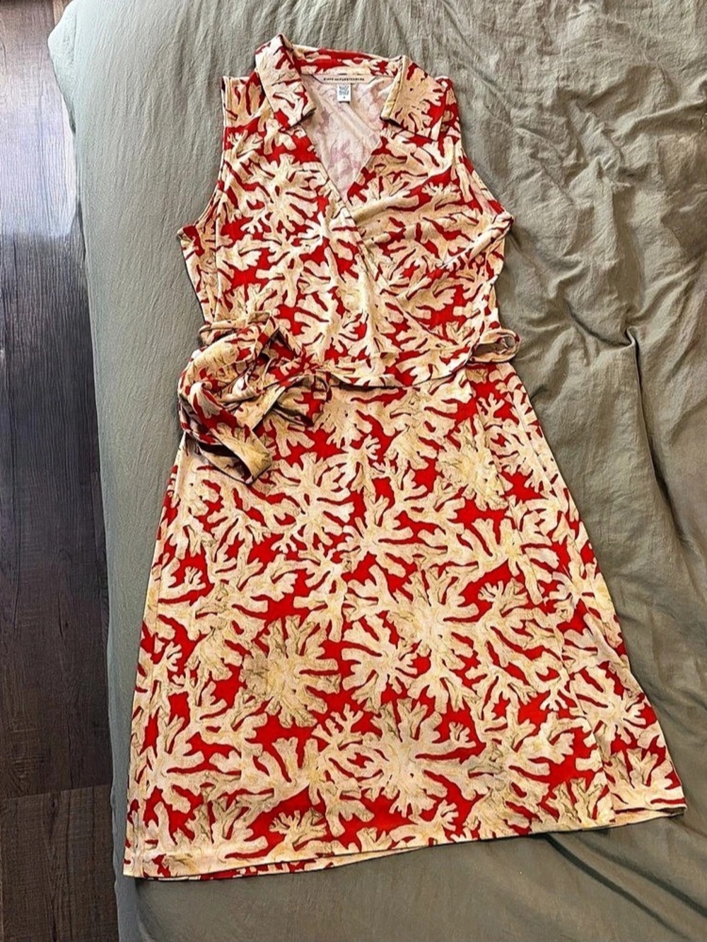 Diane von Furstenberg Abstract Print Midi Dress Red & Cream